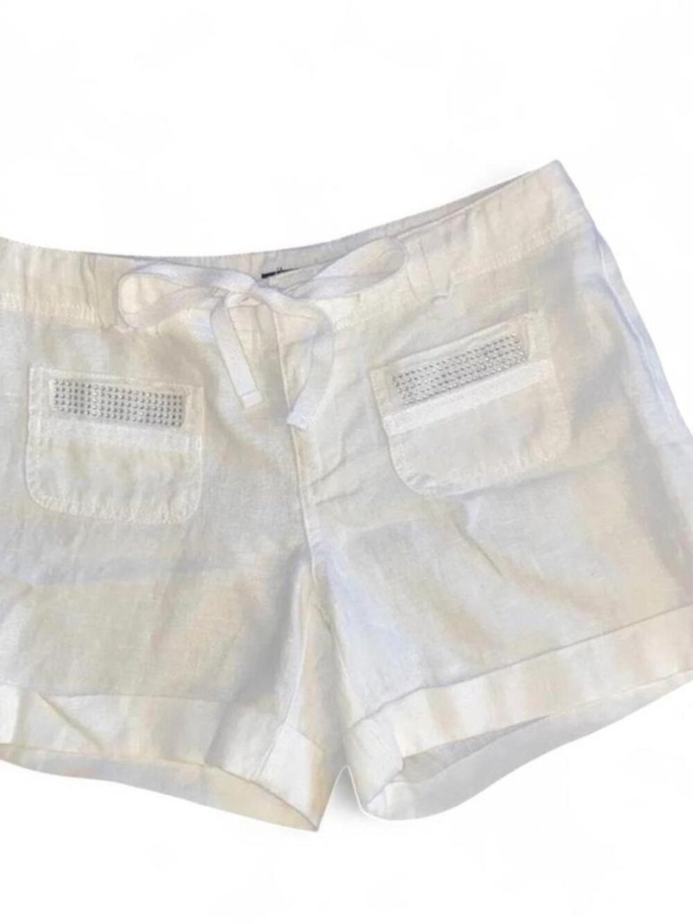 INC White Rhinestone Linen Shorts